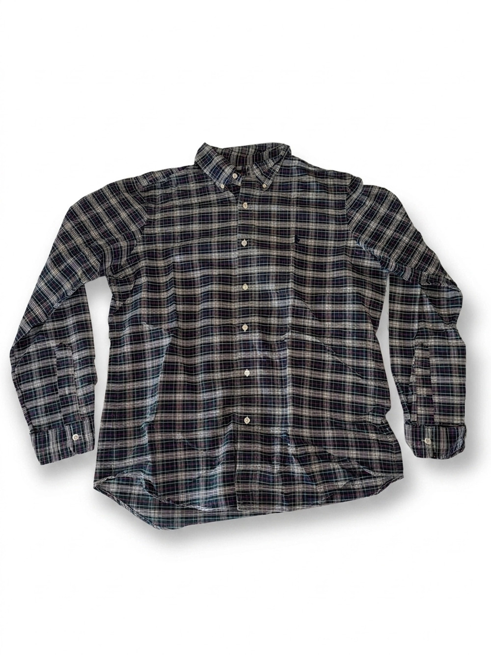 Ralph Lauren Plaid Button-Up Shirt | Men's L | Green/Blue Classic Collared